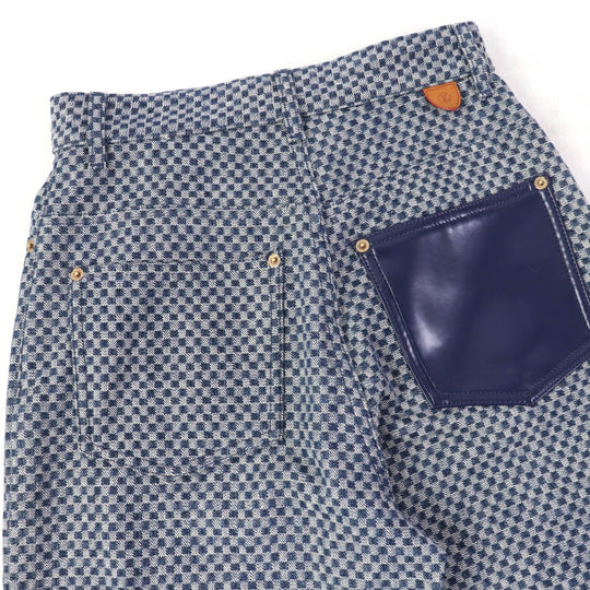 LOUIS VUITTON Denim pants Main: 100% cotton, Lining: 100% cotton, Part: 77% polyester, Part: 23% polyurethane, Part: 50% polyester, : 50% cotton Part: leather Navy Women 34 Used Authentic