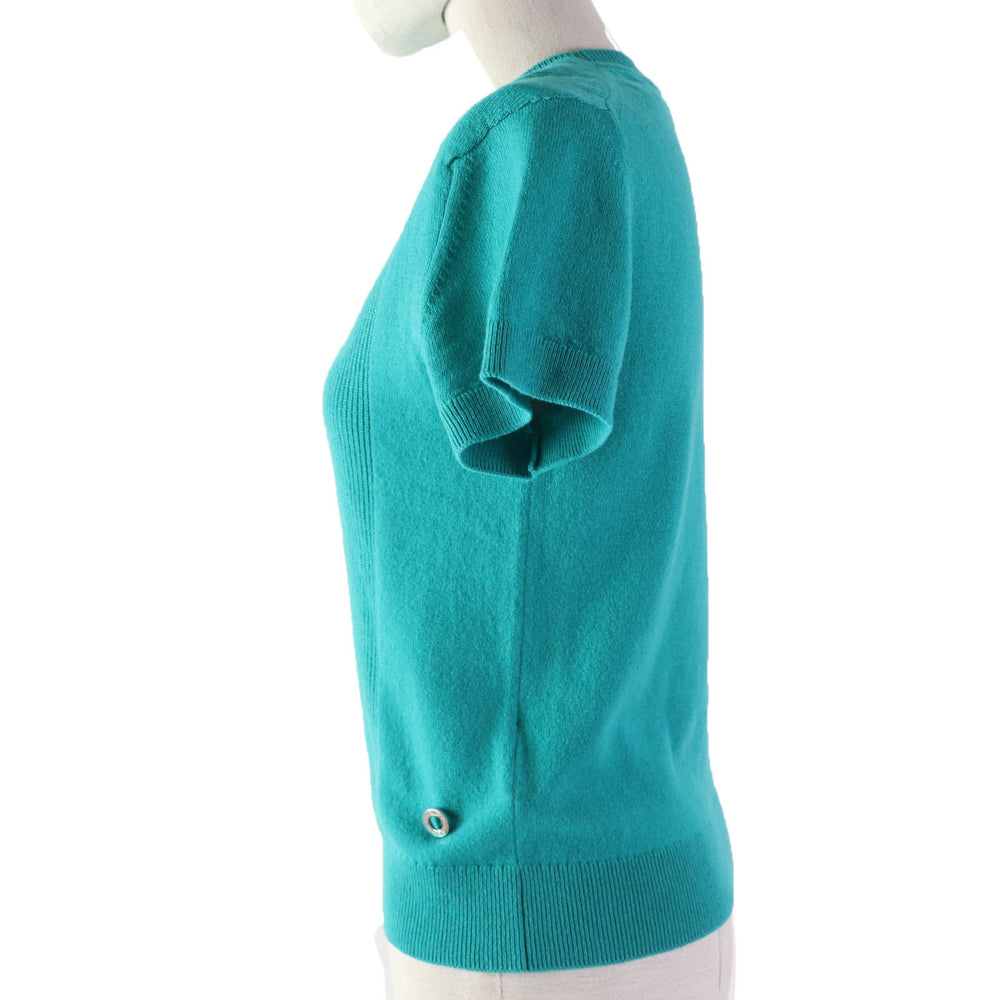 HERMES Short sleeve knit Main: 100% cashmere Green type Women 36 Used Authentic
