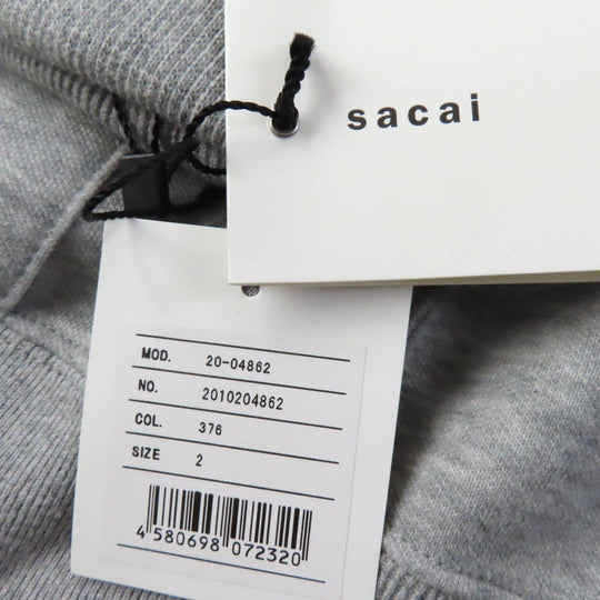 Sacai Hoodie 20-04862 Main: 70% cotton, Main: 30% nylon, Part: 95% cotton, Part: 5% polyurethane, Part: 100% cotton gray Women 2 Used Authentic