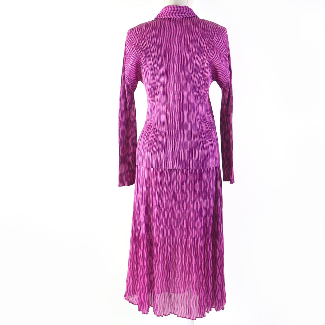 PLEATS PLEASE setup Main: 100% polyester purple Women (Top) 3, (Bottom) 2 Used Authentic