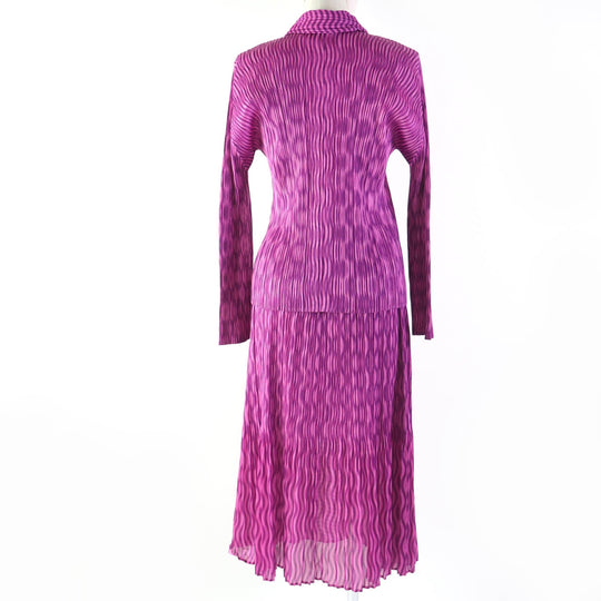 PLEATS PLEASE setup Main: 100% polyester purple Women (Top) 3, (Bottom) 2 Used Authentic