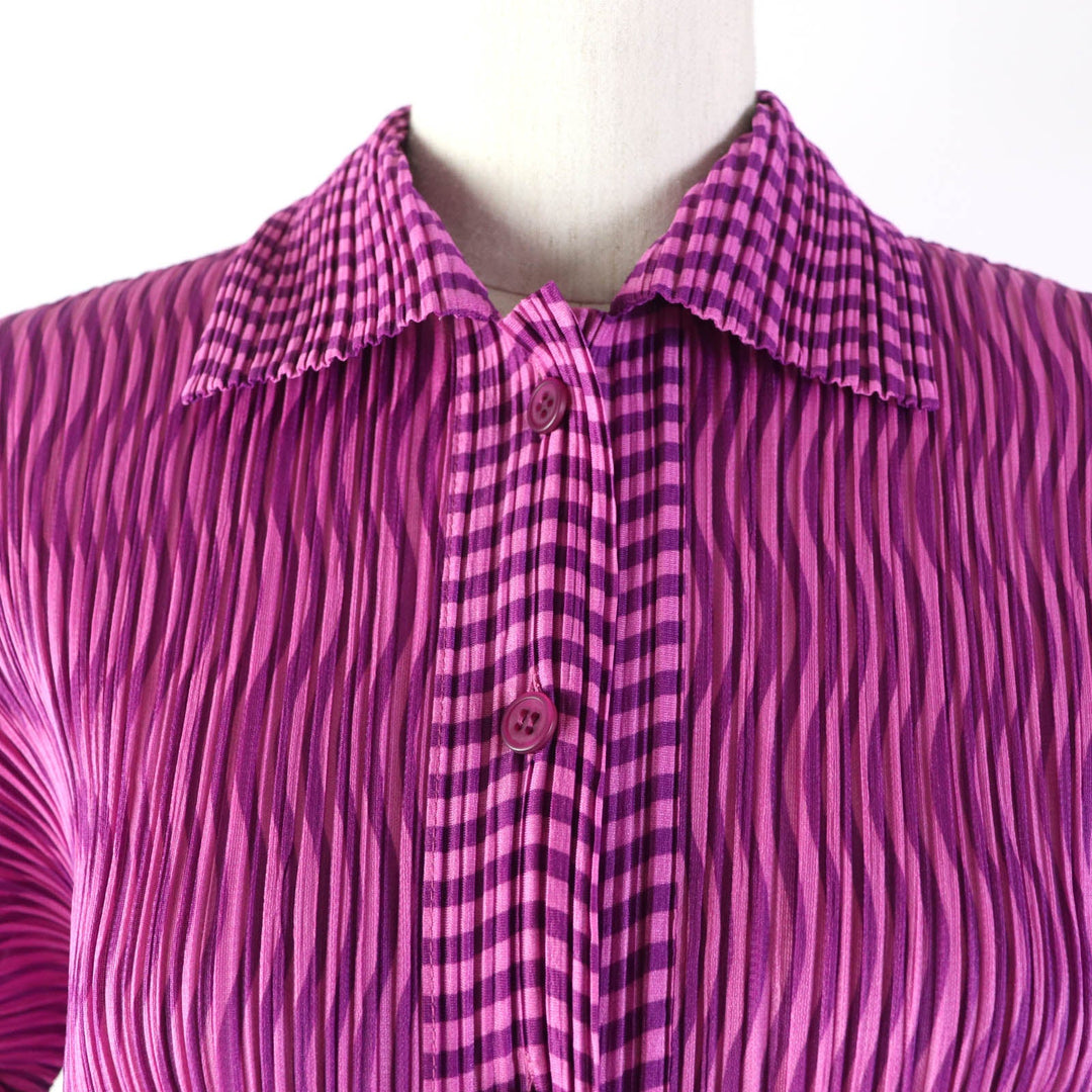 PLEATS PLEASE setup Main: 100% polyester purple Women (Top) 3, (Bottom) 2 Used Authentic