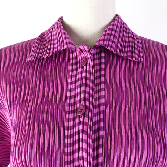 PLEATS PLEASE setup Main: 100% polyester purple Women (Top) 3, (Bottom) 2 Used Authentic
