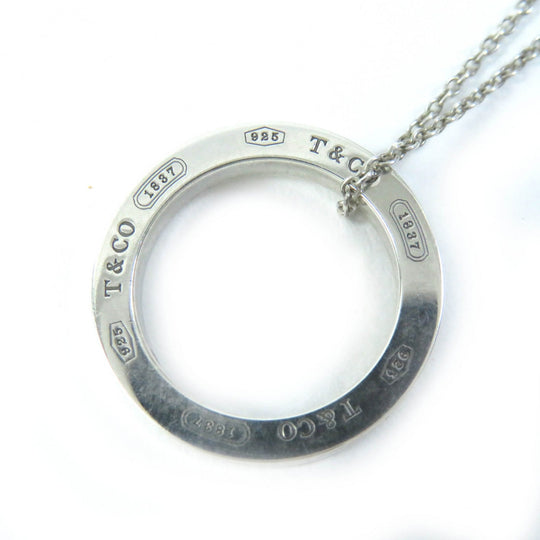 TIFFANY&Co. Necklace 1837 Main�FAG925 Silver Circle Pendant Women Used Authentic