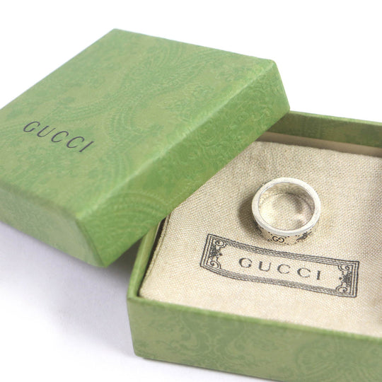 GUCCI Ring 728389 Main�FAG925 Silver Engraving Ring GGxB Women Used Authentic