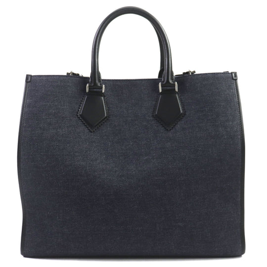DOLCE&GABBANA Tote Bag Main: Canvas, Main: Leather Indigo black logo edge shopping bag large mens Used Authentic