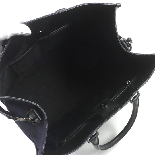 DOLCE&GABBANA Tote Bag Main: Canvas, Main: Leather Indigo black logo edge shopping bag large mens Used Authentic
