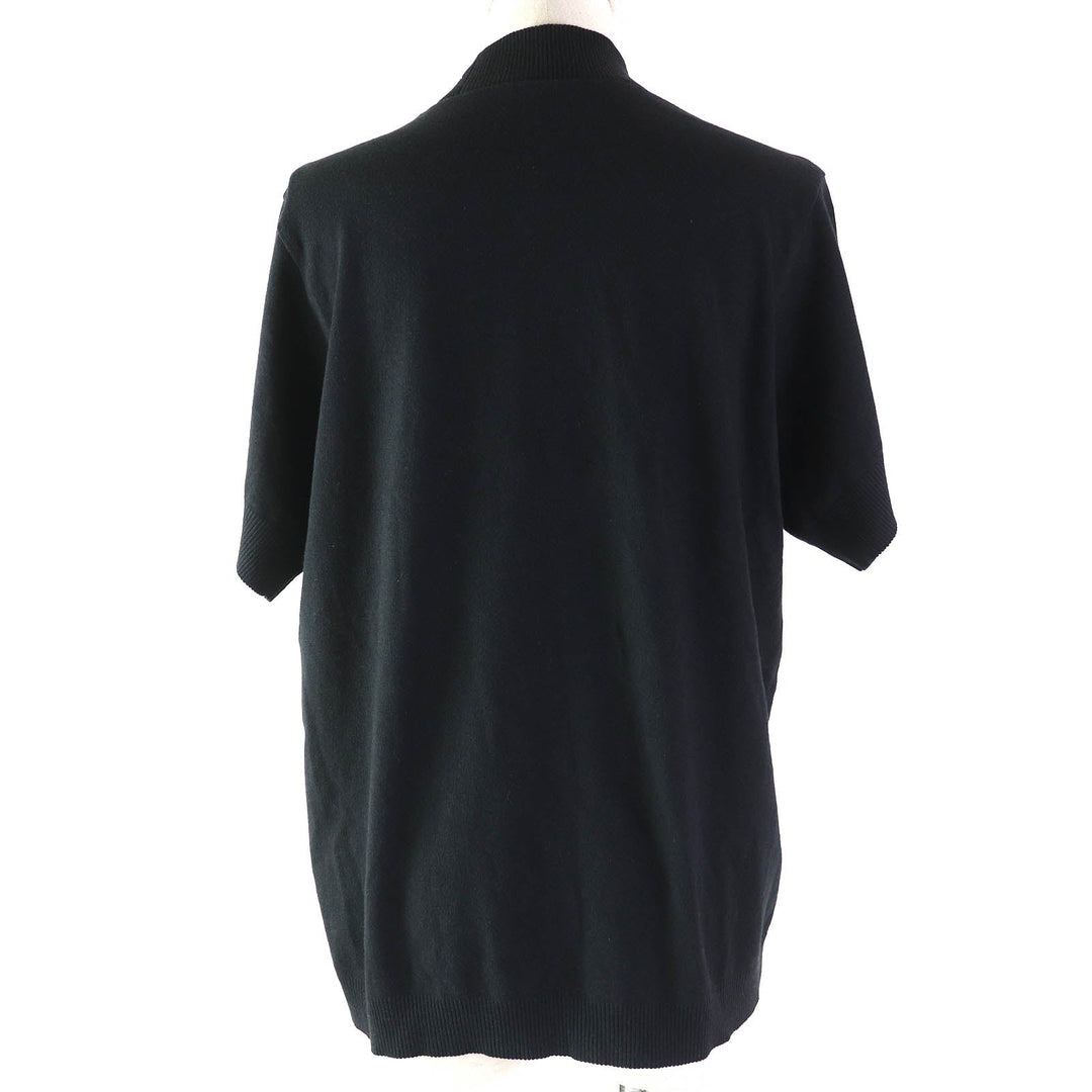 LEONARD Short sleeve knit Pattern: 100% nylon; Solid color: 65% cotton, 20% acrylic, 15% rayon Black White Women M Used Authentic