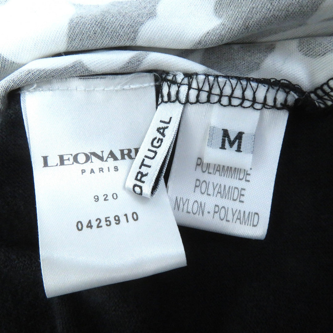 LEONARD Short sleeve knit Pattern: 100% nylon; Solid color: 65% cotton, 20% acrylic, 15% rayon Black White Women M Used Authentic