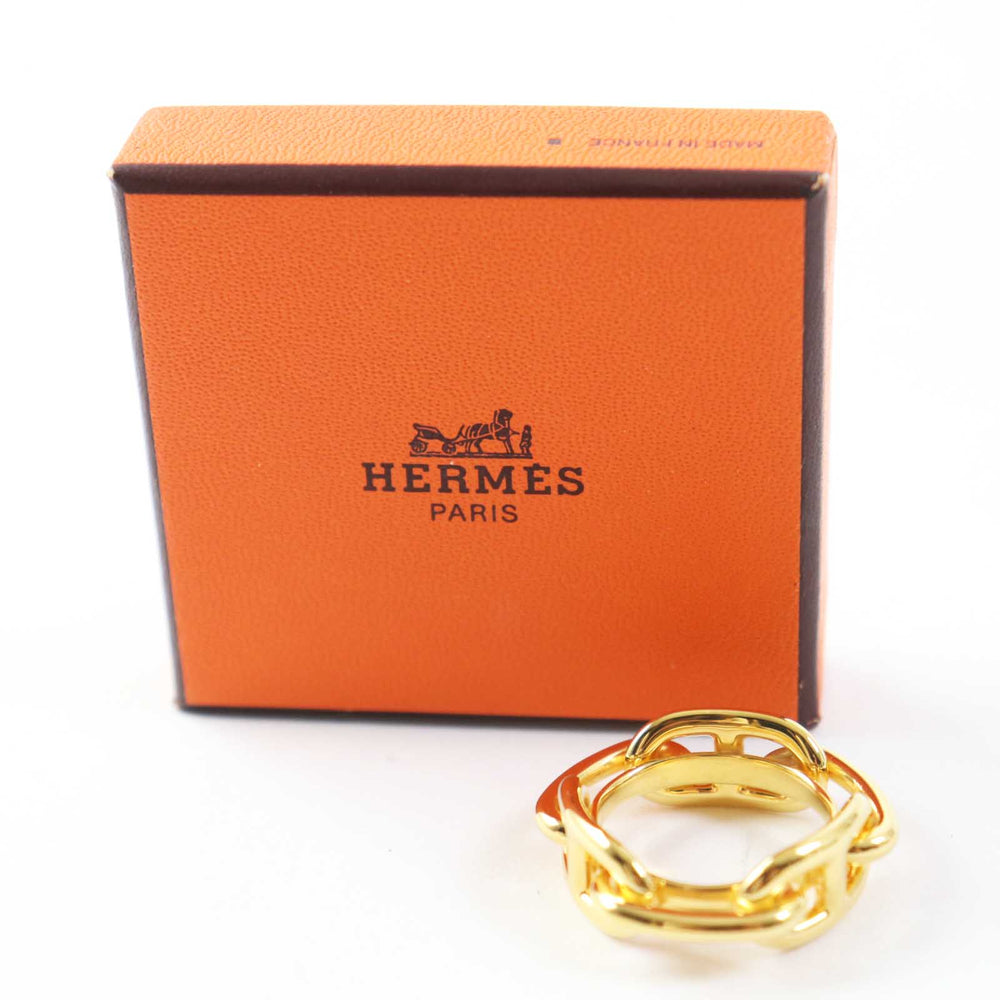 HERMES Scarf ring metal gold Legato Rugate 90 Women Used Authentic