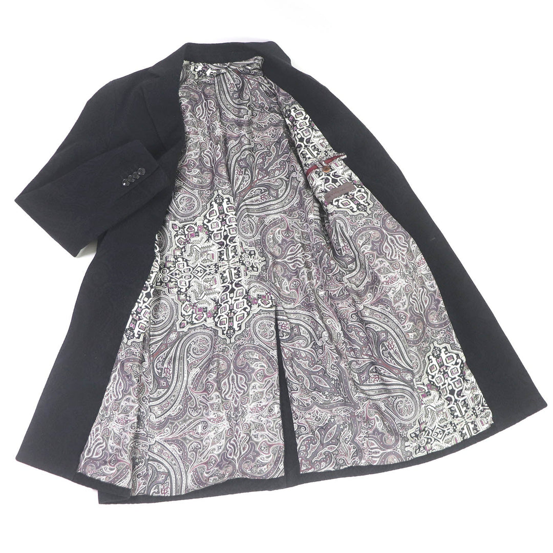 ETRO Chester coat Outer: 100% cashmere, Lining: 100% silk, Sleeve lining: 60% acetate, 40% rayon Dark Navy type mens 44 Used Authentic
