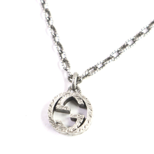 GUCCI Necklace Main�FAG925 Silver Interlocking G Arabesque mens Used Authentic