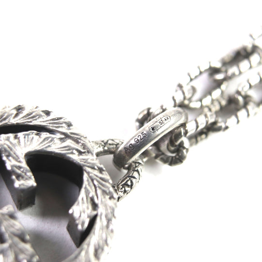 GUCCI Necklace Main�FAG925 Silver Interlocking G Arabesque mens Used Authentic