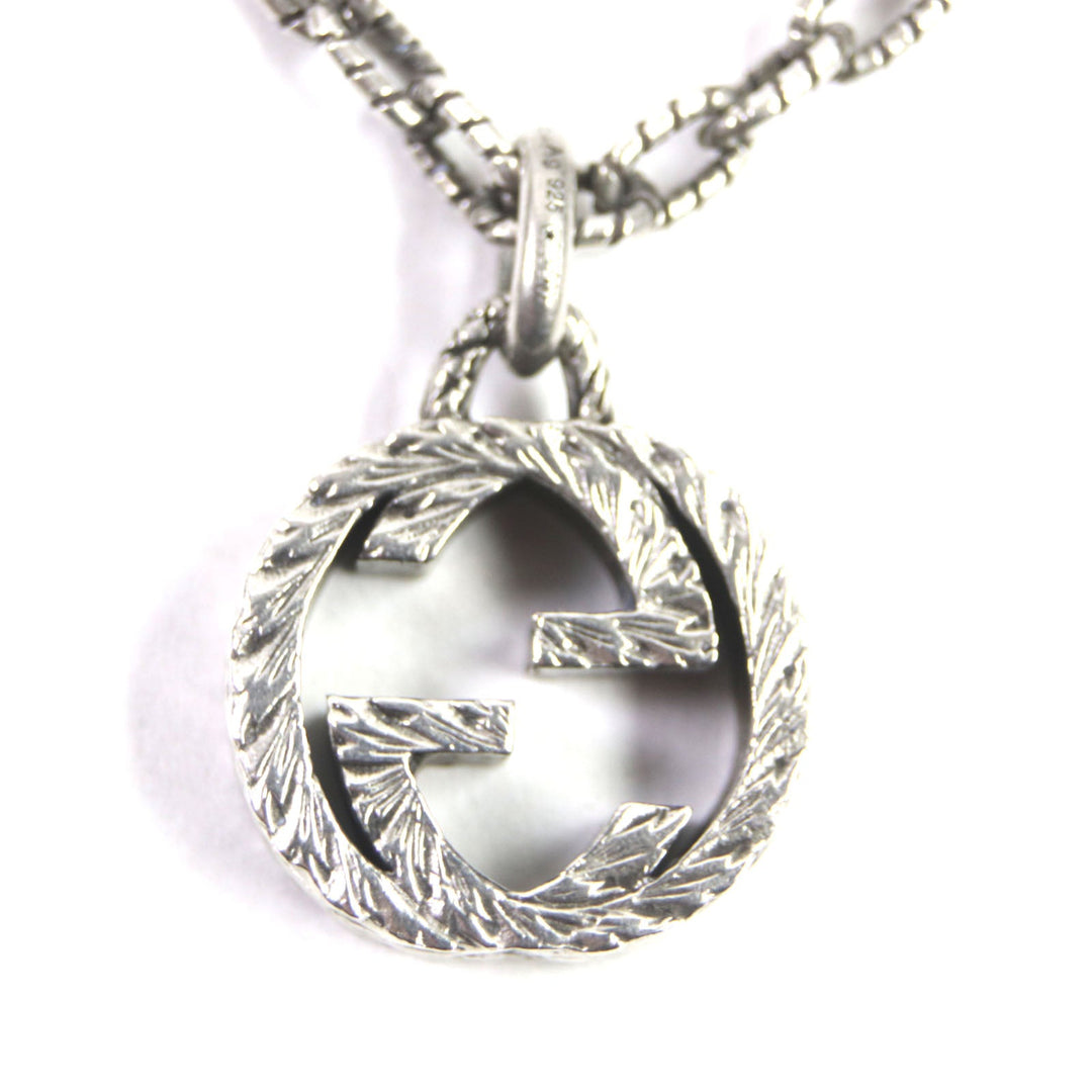 GUCCI Necklace Main�FAG925 Silver Interlocking G Arabesque mens Used Authentic