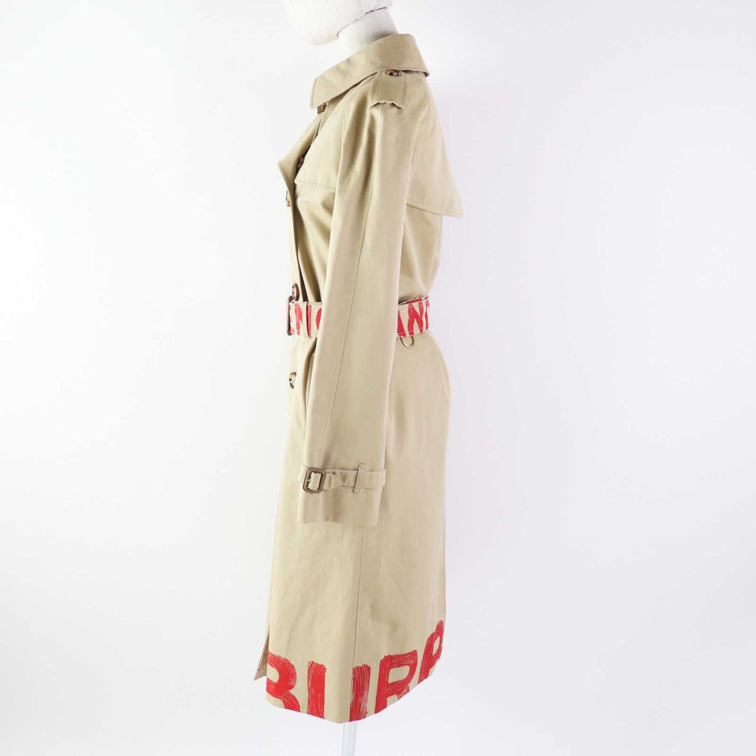 BURBERRY trench coat 8037621 Outer: 100% cotton, Lining: 100% cotton, Sleeve lining: 100% cupra, Pocket lining: 65% polyester, 35% cotton beige Graffiti Women 36 Used Authentic