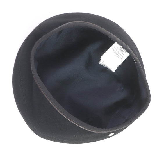 HERMES beret Outer: 100% cashmere, Lining: 65% rayon, Lining: 35% silk, Piping: 60% rayon, 40% cotton, Leather: Sheepskin black Julietta de Cercap Women 57 Used Authentic