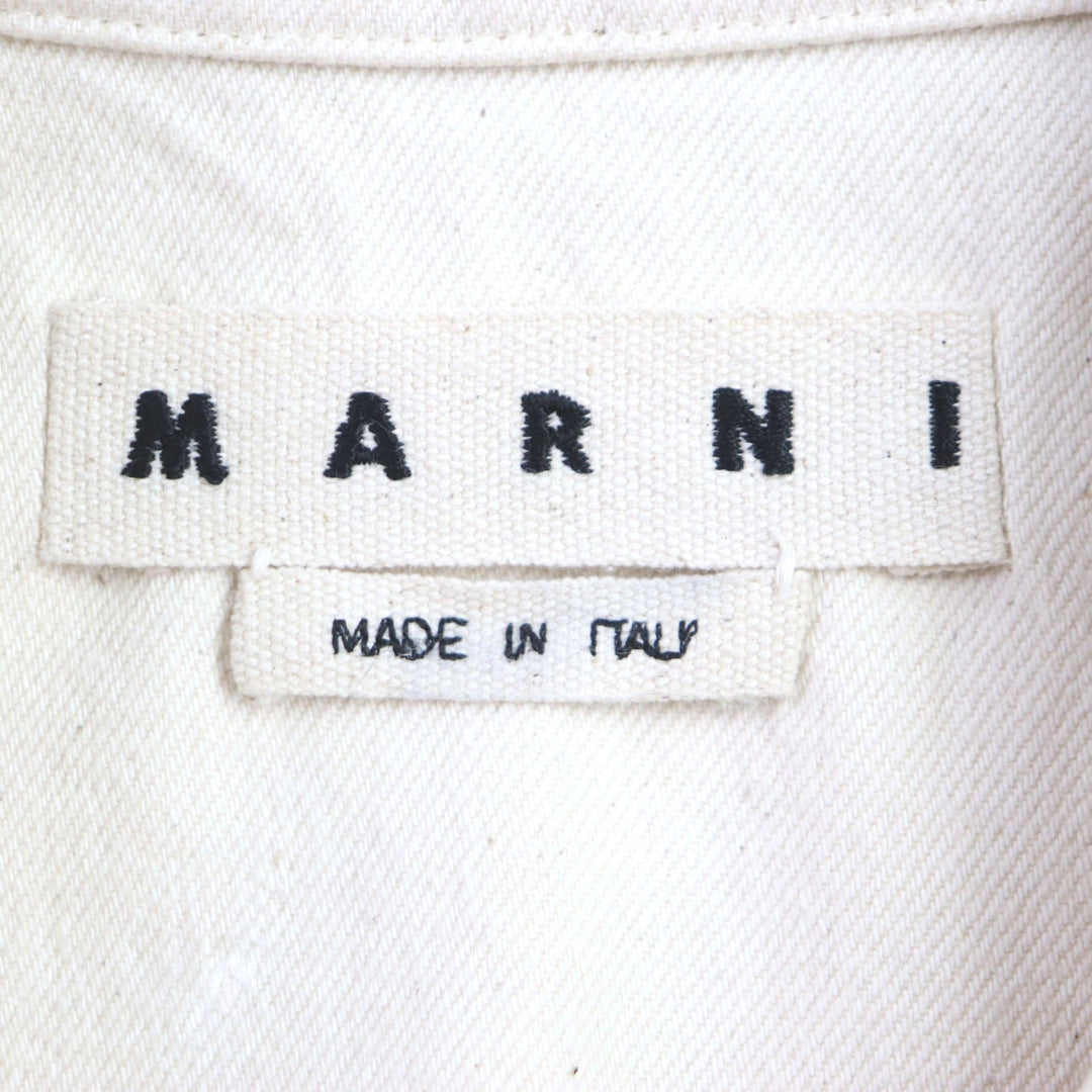 MARNI Short sleeve shirt Main: 100% cotton Ivory pink Brush strokes mens 44 Used Authentic