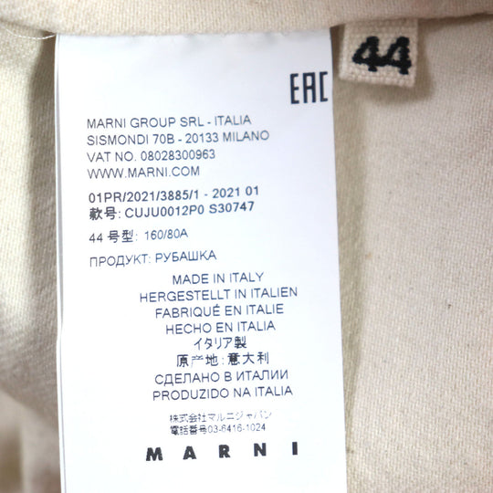 MARNI Short sleeve shirt Main: 100% cotton Ivory pink Brush strokes mens 44 Used Authentic