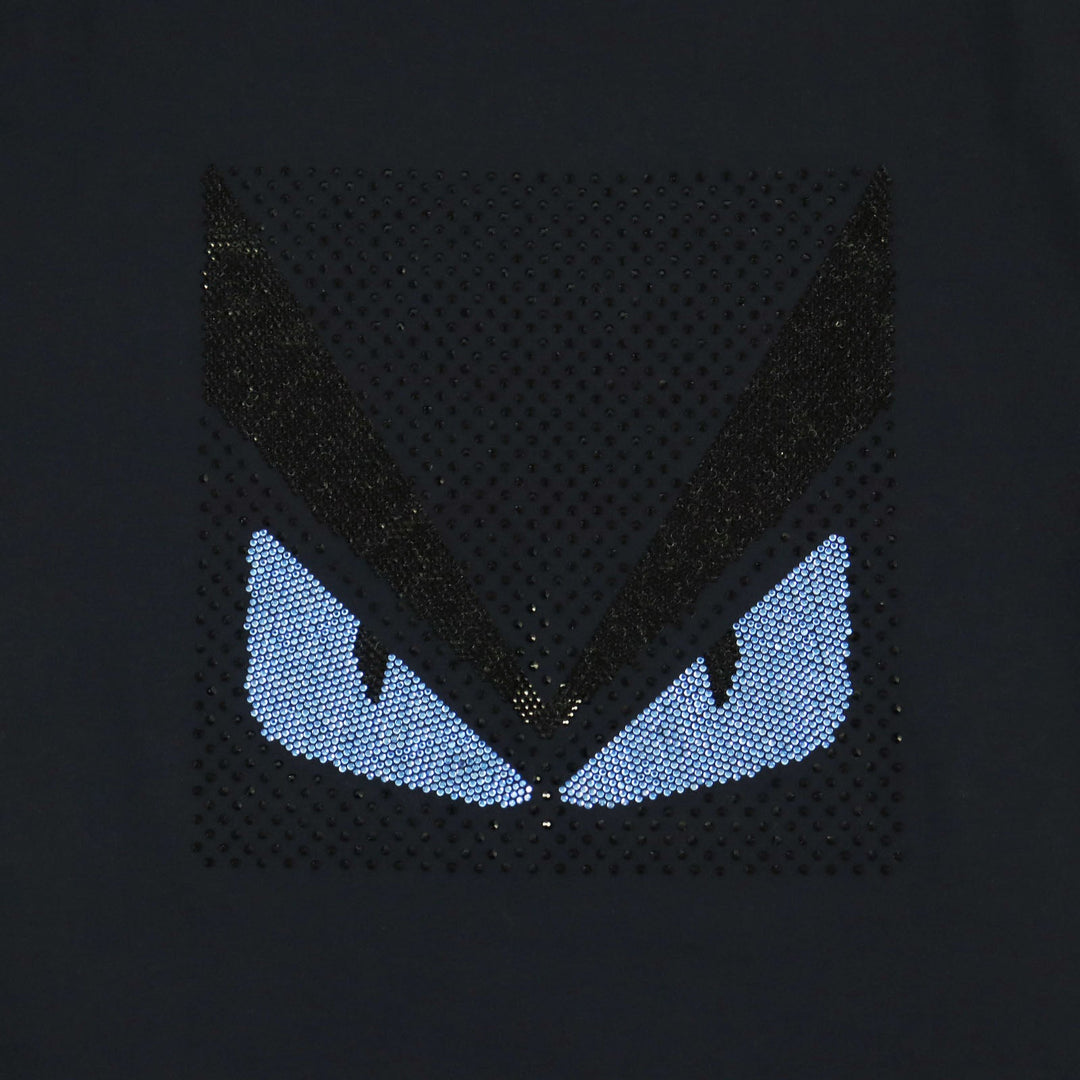 FENDI Short sleeve T-shirt FY0626 Main: 100% cotton, some: crystal Navy mens 46 Used Authentic