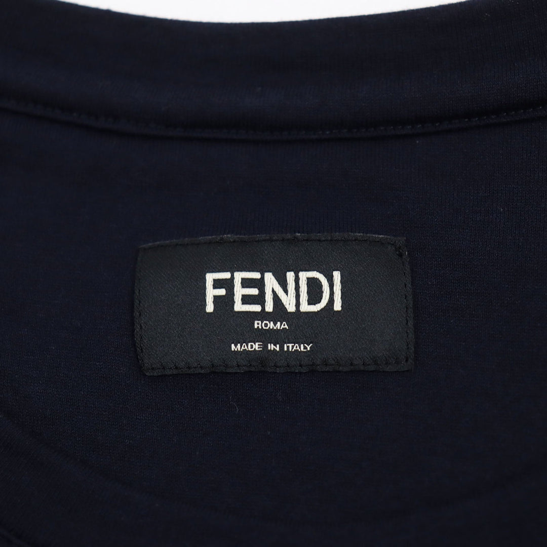 FENDI Short sleeve T-shirt FY0626 Main: 100% cotton, some: crystal Navy mens 46 Used Authentic