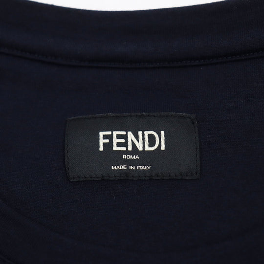 FENDI Short sleeve T-shirt FY0626 Main: 100% cotton, some: crystal Navy mens 46 Used Authentic