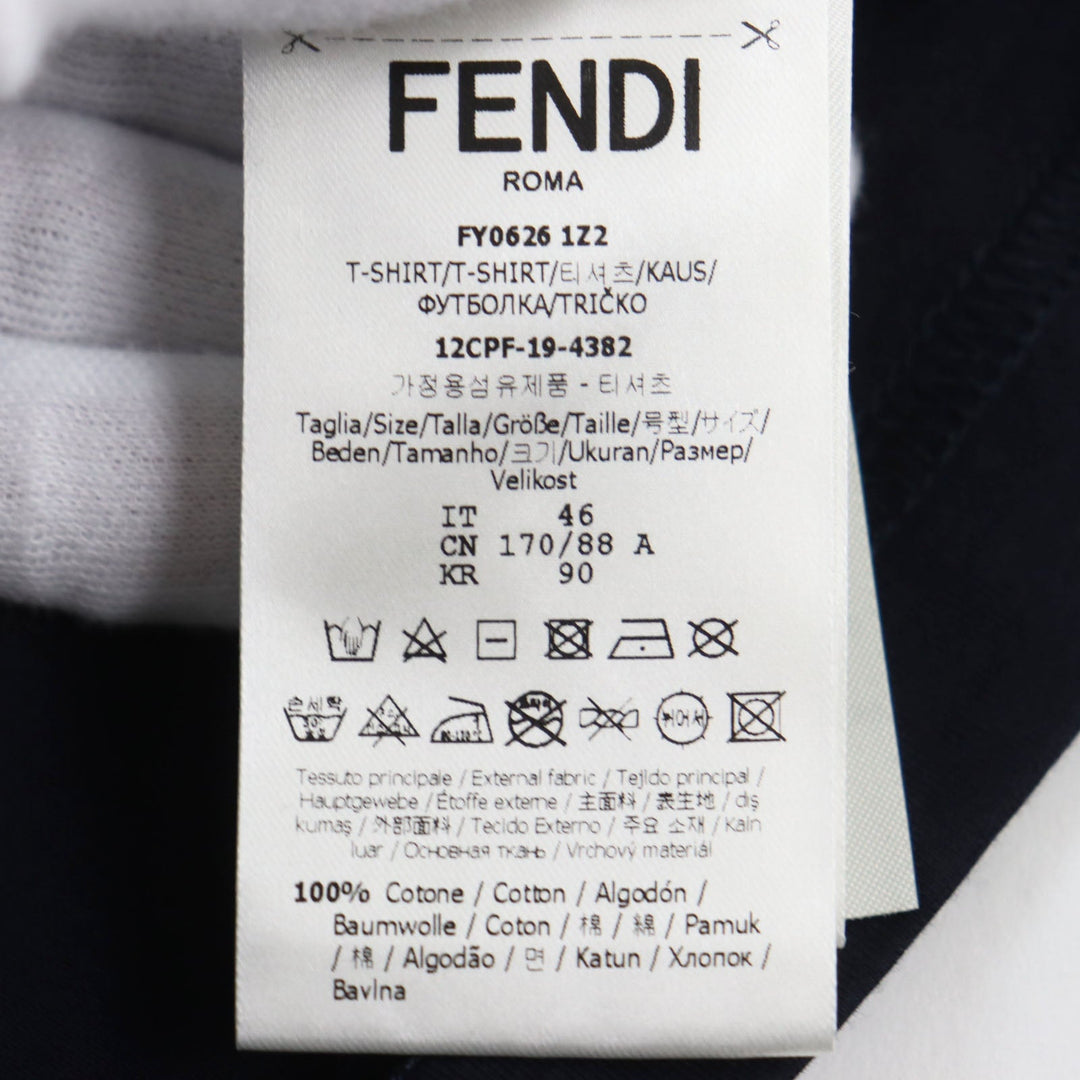 FENDI Short sleeve T-shirt FY0626 Main: 100% cotton, some: crystal Navy mens 46 Used Authentic