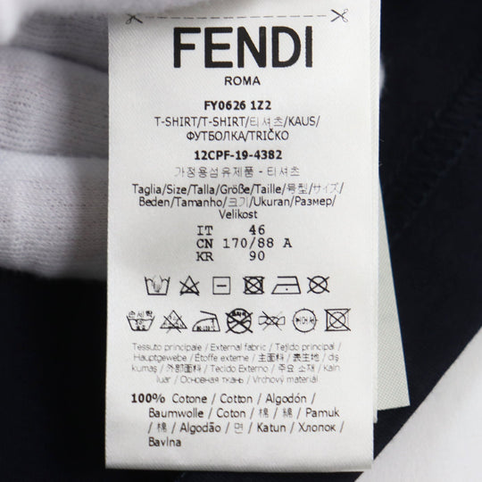 FENDI Short sleeve T-shirt FY0626 Main: 100% cotton, some: crystal Navy mens 46 Used Authentic