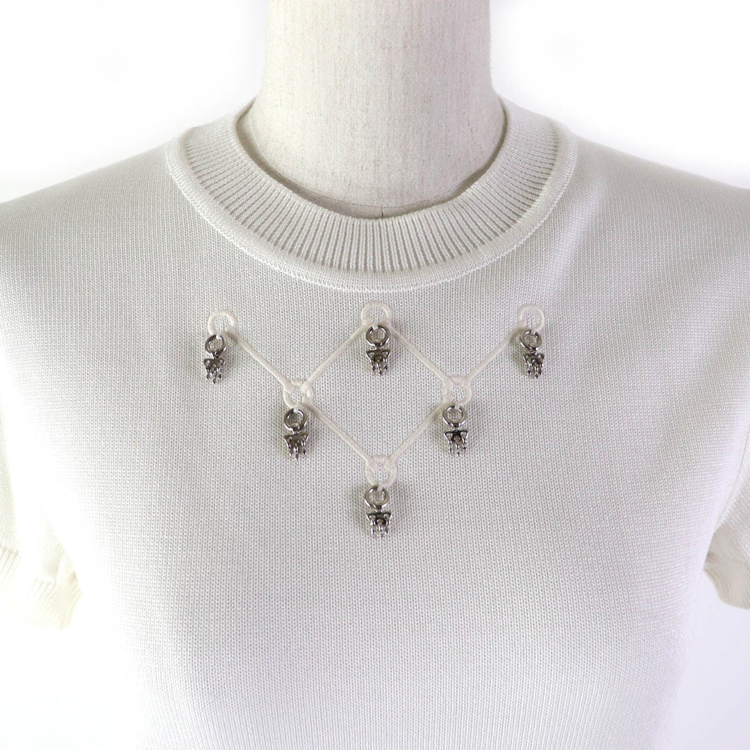 HERMES Short sleeve knit Main: 88% viscose, 12% silk, other: 100% polyester white Women 38 Used Authentic