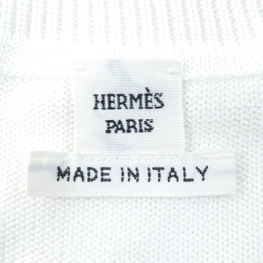 HERMES Short sleeve knit Main: 88% viscose, 12% silk, other: 100% polyester white Women 38 Used Authentic