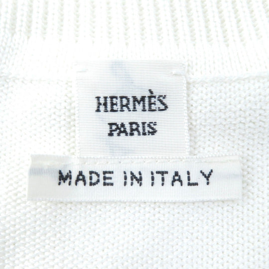 HERMES Short sleeve knit Main: 88% viscose, 12% silk, other: 100% polyester white Women 38 Used Authentic