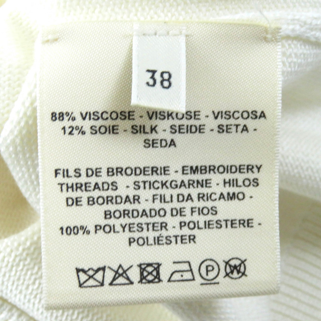 HERMES Short sleeve knit Main: 88% viscose, 12% silk, other: 100% polyester white Women 38 Used Authentic