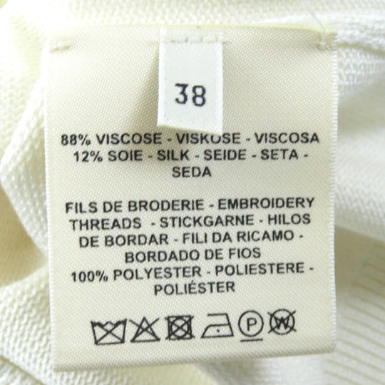 HERMES Short sleeve knit Main: 88% viscose, 12% silk, other: 100% polyester white Women 38 Used Authentic