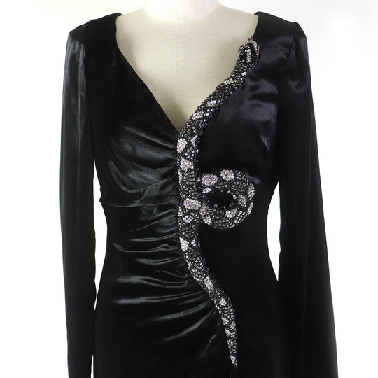 VALENTINO dress Outer: 80% rayon, Outer: 20% silk, Lining: 100% silk, Part: 100% silk, Part: 100% polyester black Women 38 Used Authentic