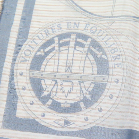 HERMES scarf Main: 100% silk Marine / Blanc / Gris VOITURES EN EQUILIBRE Carre45 Women Used Authentic