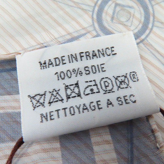 HERMES scarf Main: 100% silk Marine / Blanc / Gris VOITURES EN EQUILIBRE Carre45 Women Used Authentic