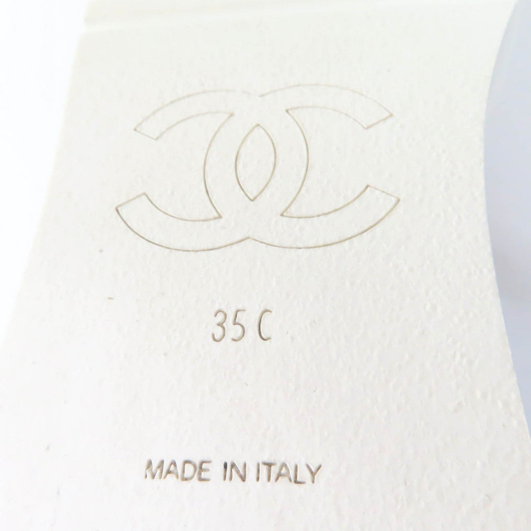 CHANEL Sandals G37231 leather white COCO Mark Matrasse Women 35 Used Authentic