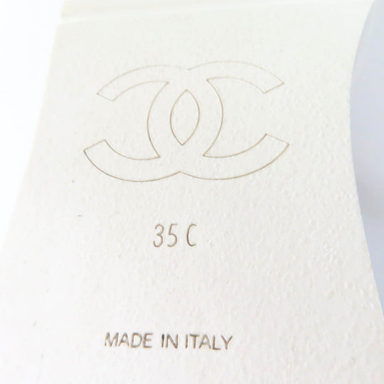 CHANEL Sandals G37231 leather white COCO Mark Matrasse Women 35 Used Authentic