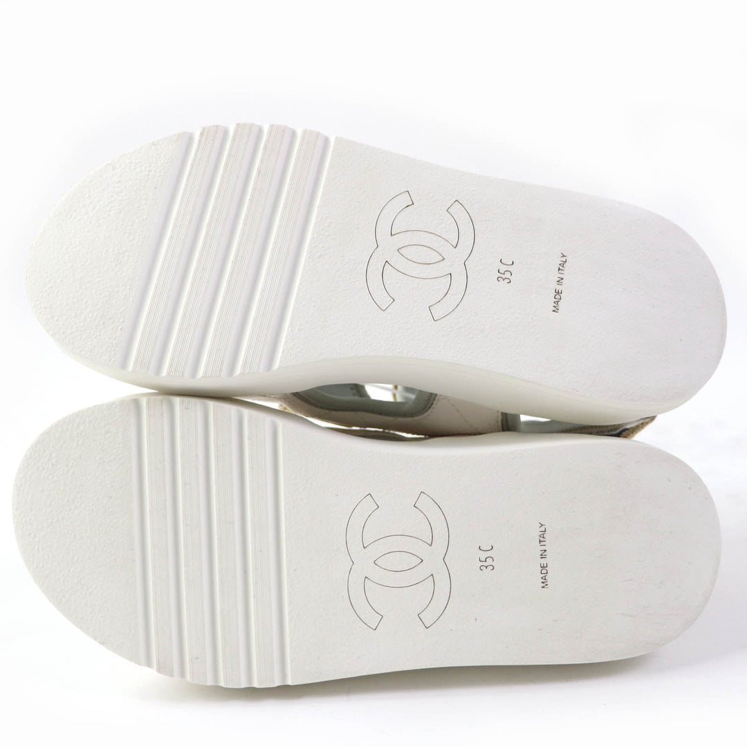 CHANEL Sandals G37231 leather white COCO Mark Matrasse Women 35 Used Authentic