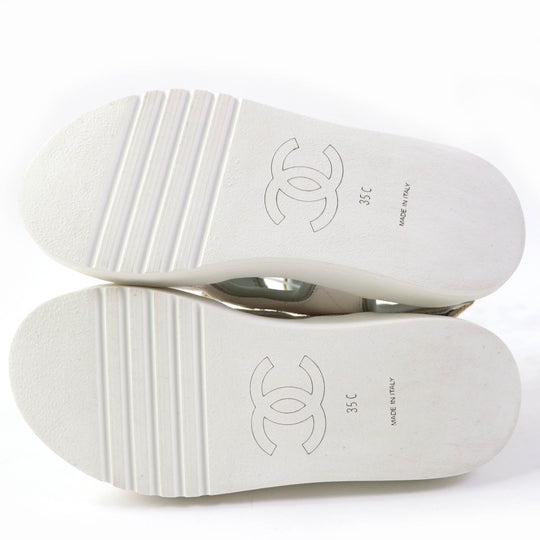 CHANEL Sandals G37231 leather white COCO Mark Matrasse Women 35 Used Authentic