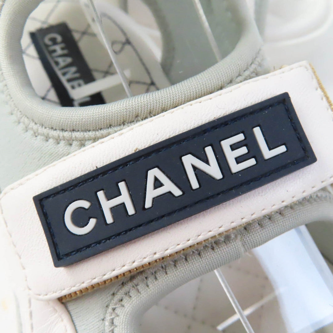 CHANEL Sandals G37231 leather white COCO Mark Matrasse Women 35 Used Authentic