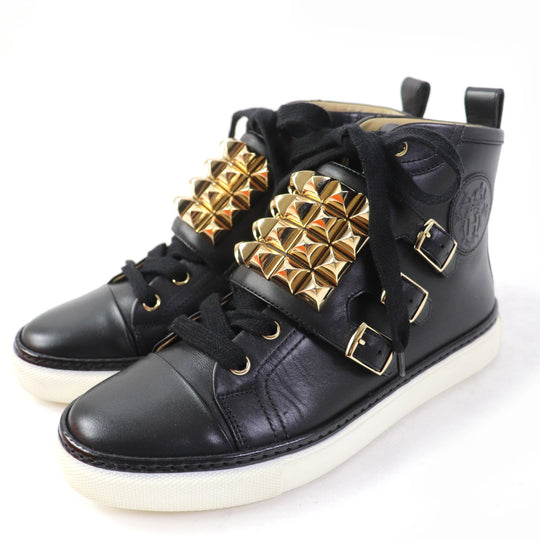 HERMES High cut sneakers Main: Leather black Lenox Collier de Sian Women 36.5 Used Authentic