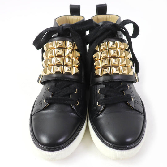 HERMES High cut sneakers Main: Leather black Lenox Collier de Sian Women 36.5 Used Authentic