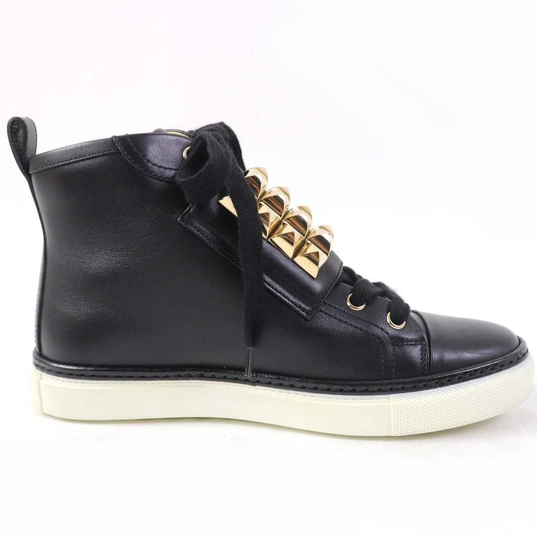 HERMES High cut sneakers Main: Leather black Lenox Collier de Sian Women 36.5 Used Authentic