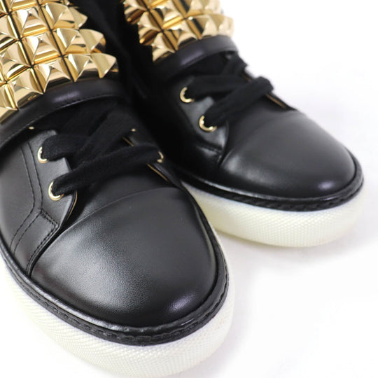 HERMES High cut sneakers Main: Leather black Lenox Collier de Sian Women 36.5 Used Authentic