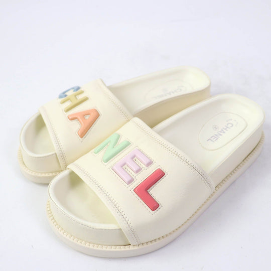 CHANEL Sandals G38933 Main: Leather Ivory Women 35 Used Authentic