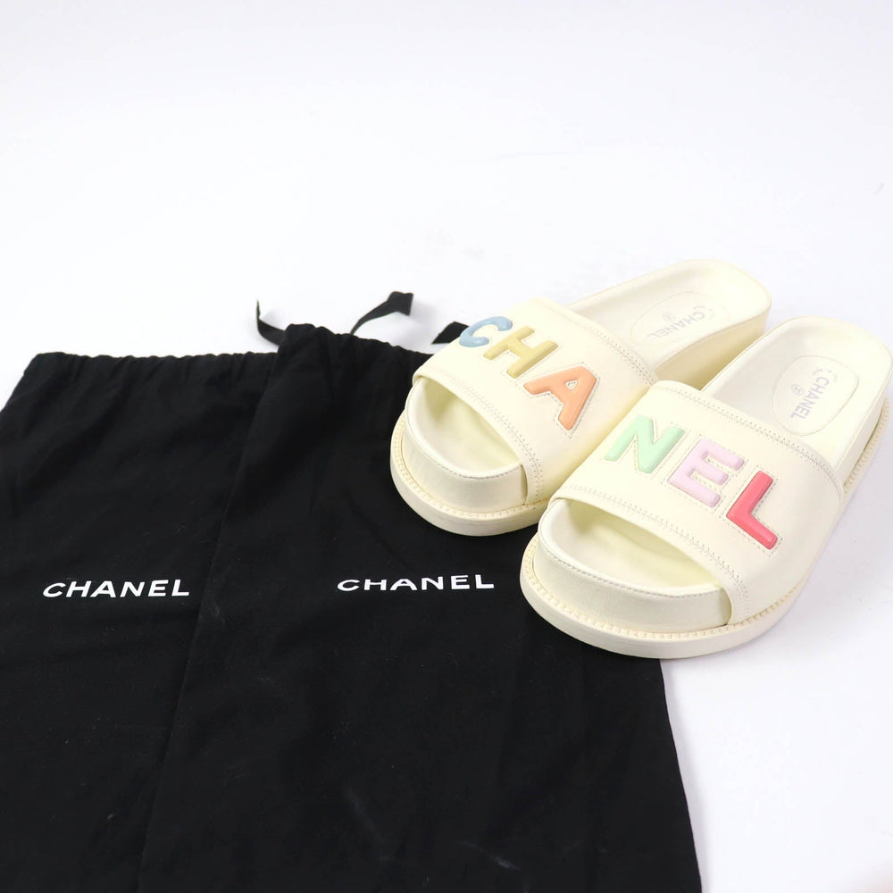 CHANEL Sandals G38933 Main: Leather Ivory Women 35 Used Authentic