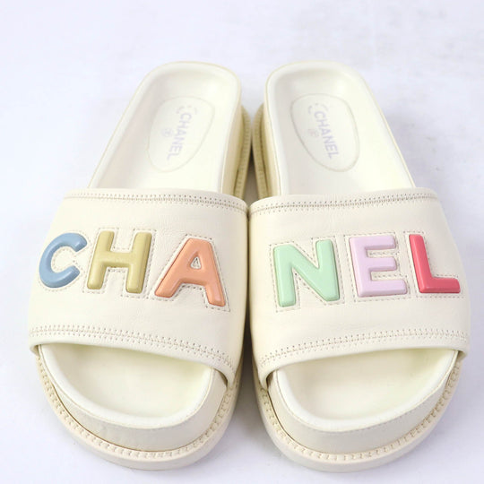 CHANEL Sandals G38933 Main: Leather Ivory Women 35 Used Authentic