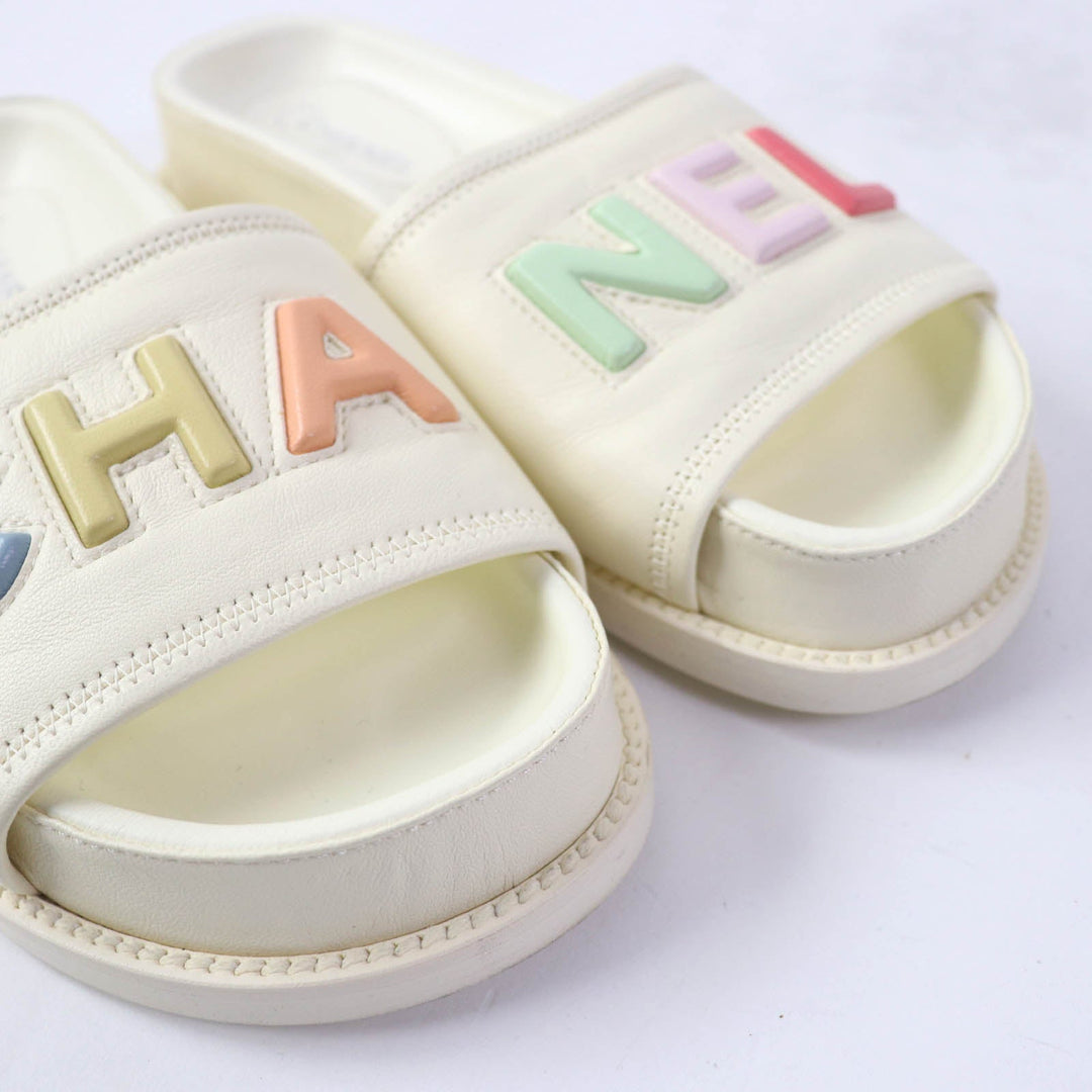 CHANEL Sandals G38933 Main: Leather Ivory Women 35 Used Authentic