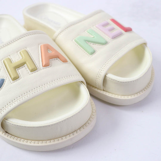 CHANEL Sandals G38933 Main: Leather Ivory Women 35 Used Authentic