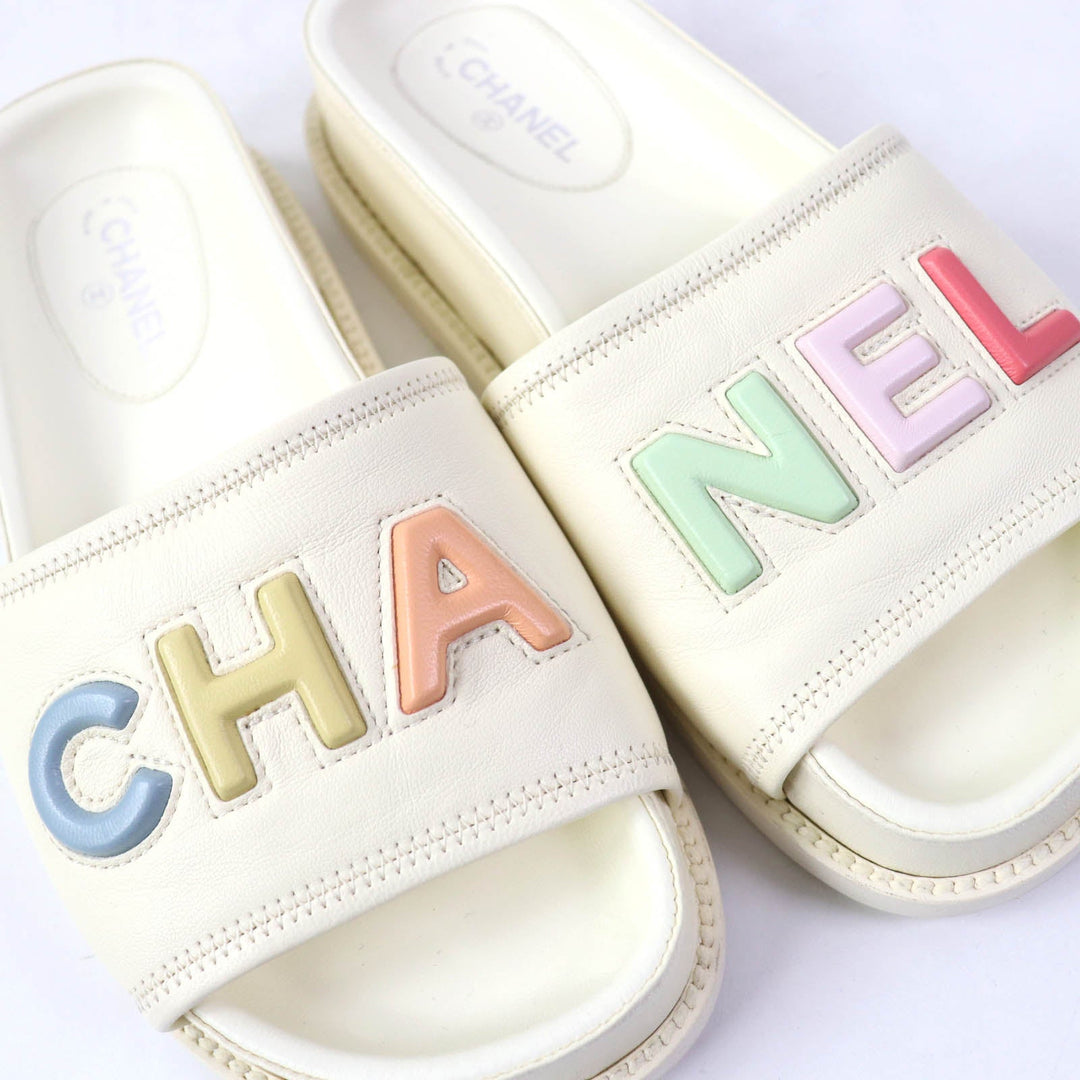 CHANEL Sandals G38933 Main: Leather Ivory Women 35 Used Authentic
